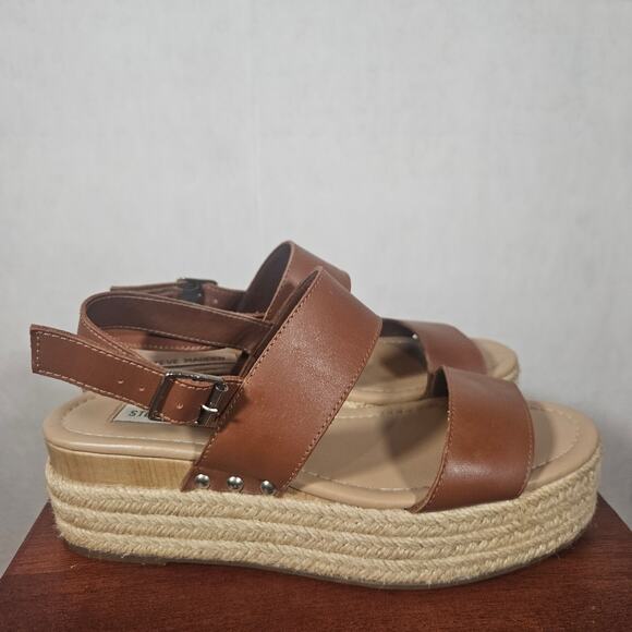 Steve Madden Fifer Brown Espadrille Wedge Sandal Size 9 (runs like an 8) - Picture 1 of 10